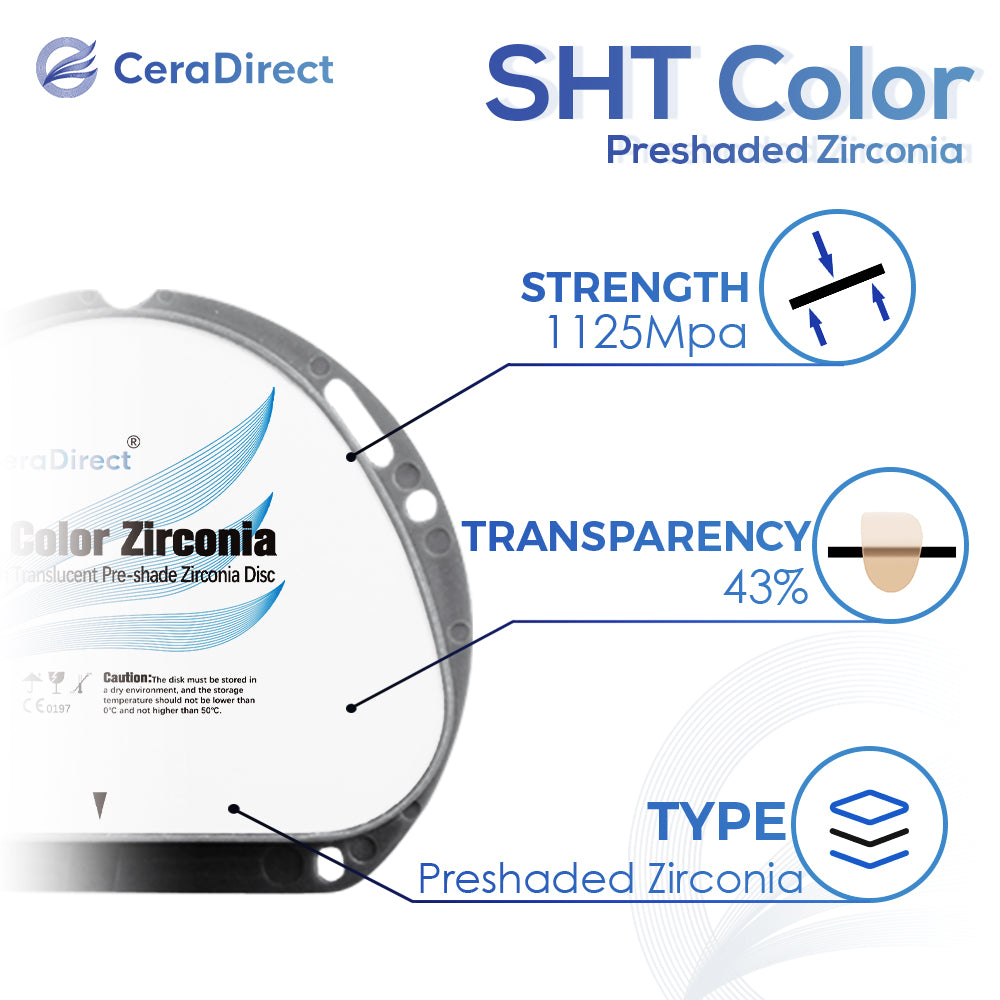 SHT+Color — Système AG de disque de zircone pré-ombré (71 mm)