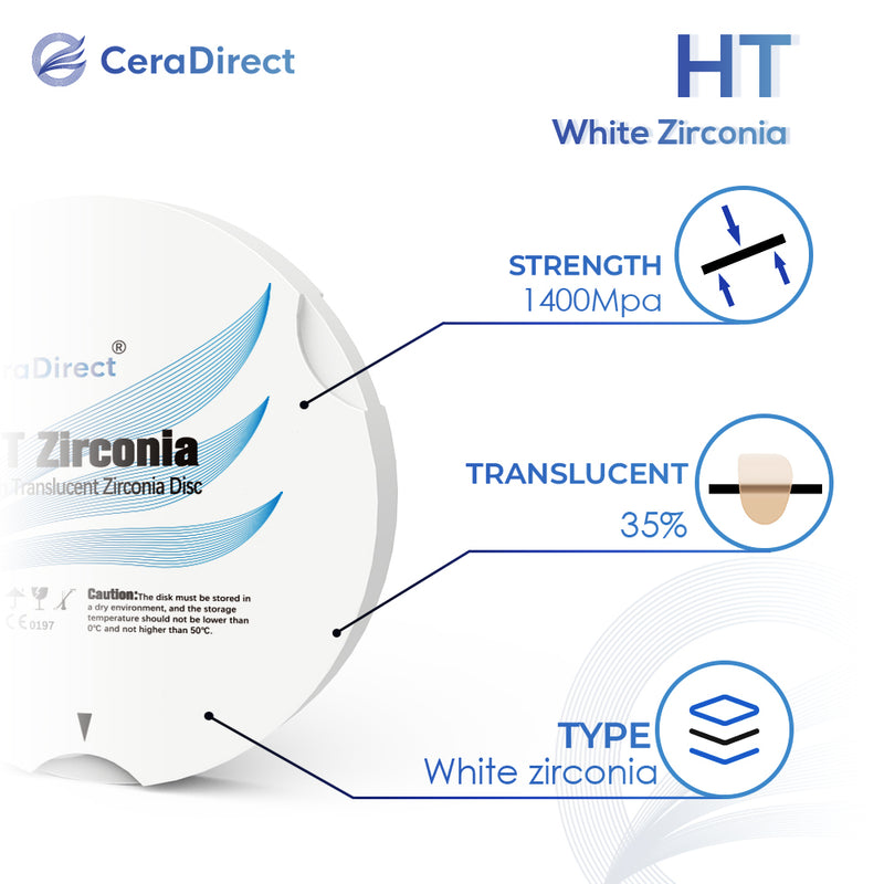 HT— White Zirconia Disc Zirkonzahn System (95mm)