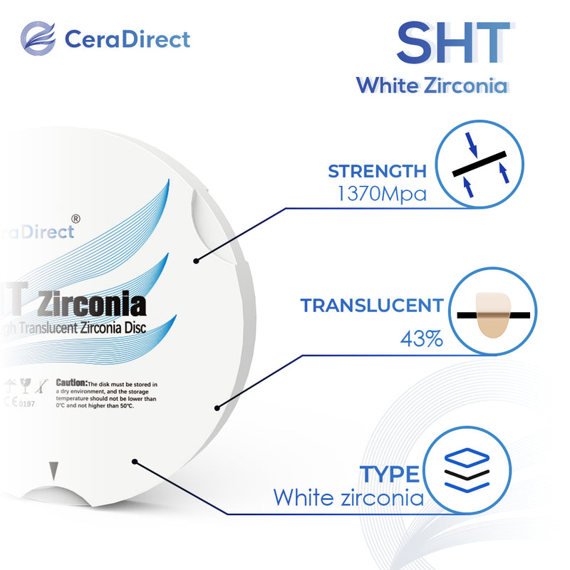 SHT— Système Zirkonzahn à disque en zircone blanche (95 mm)