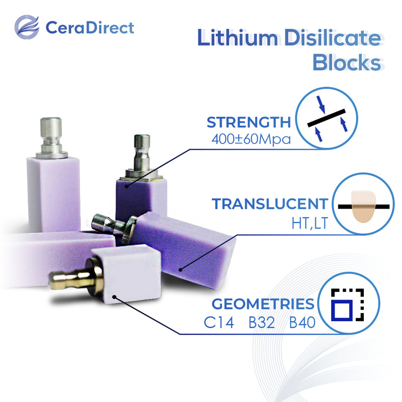 Blocs de disilicate de lithium (céramique de verre)—C14/B40-HT/LT (5 pièces)