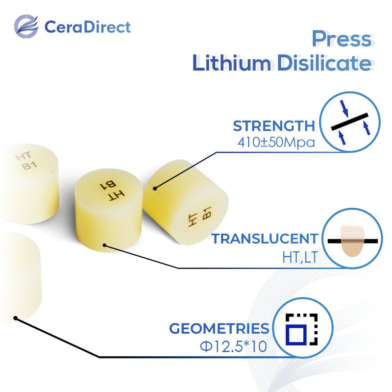 Glass Ceramic Ingot (Press Lithium Disilicate)—HT/LT(20 pieces) - CeraDirect