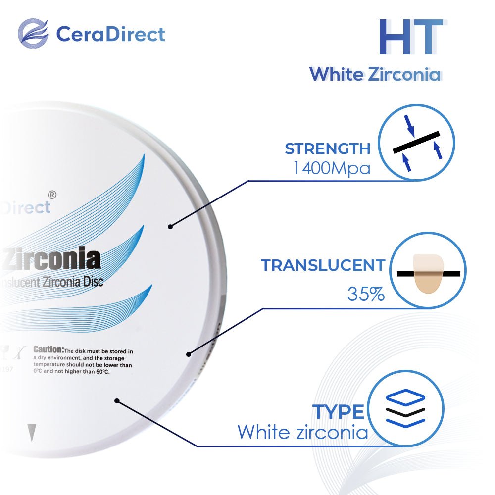 HT— White Zirconia Disc Open System (98mm) - CeraDirect
